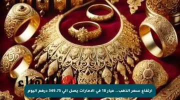 ارتفاع سعر الذهب.. عيار 18 في الإمارات يصل إلى 349.75 درهم اليوم